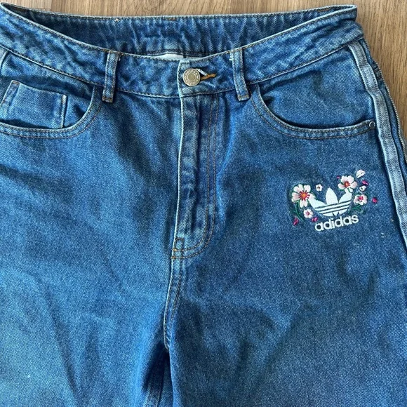 Adidas Originals Alexander Wang X Naomi Utsu denim pants side tri-stripe size 4 - Picture 7 of 13